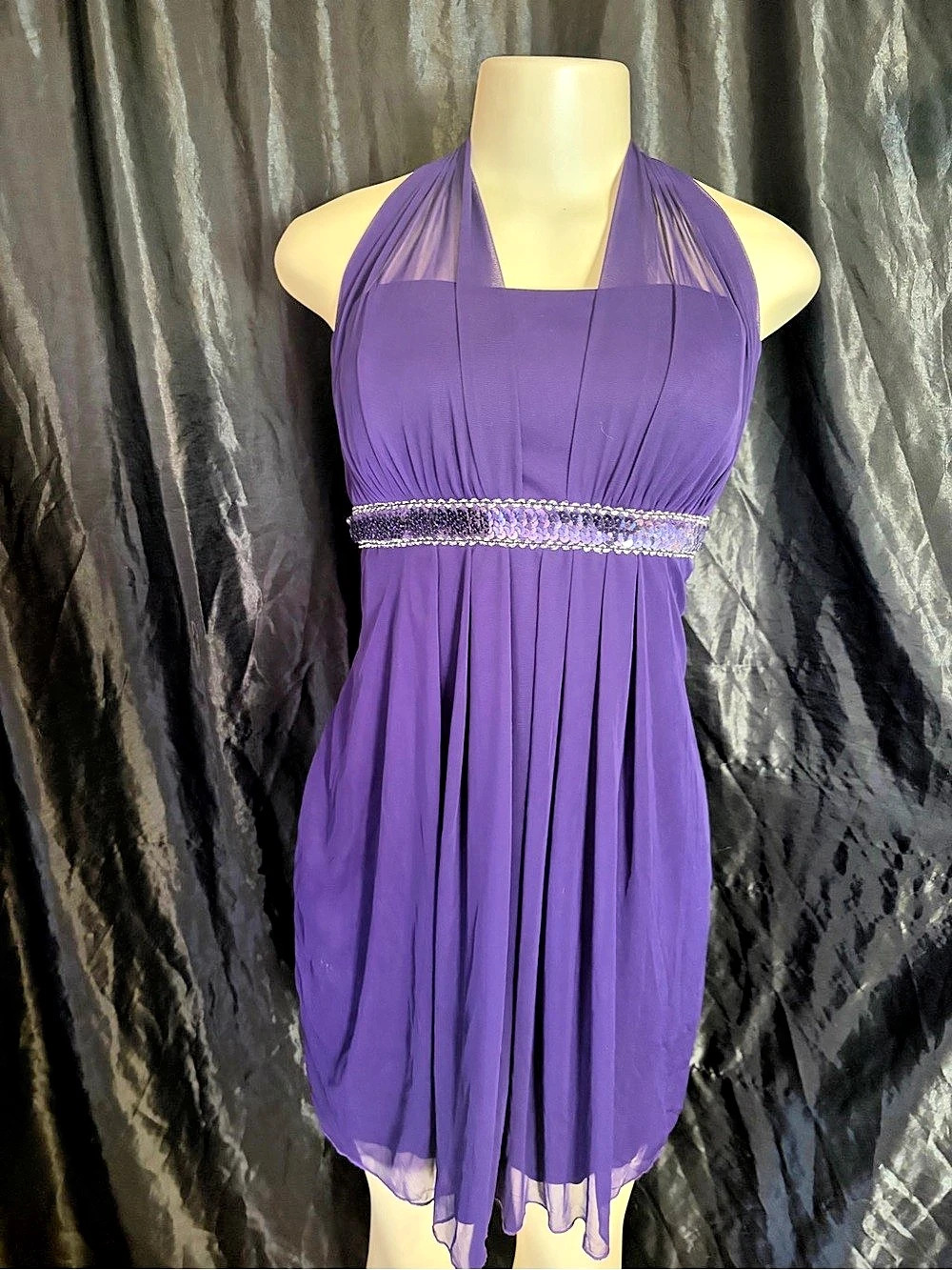 Enfocus Studio Purple Halter Mini Dress Size 16